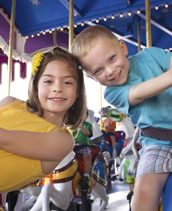 Kids having fun in disneyland